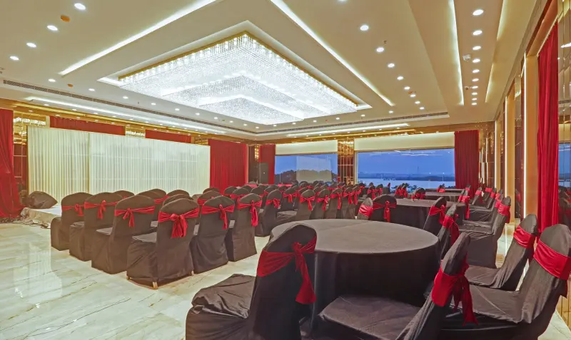 Banquet hall dressed for a celebration